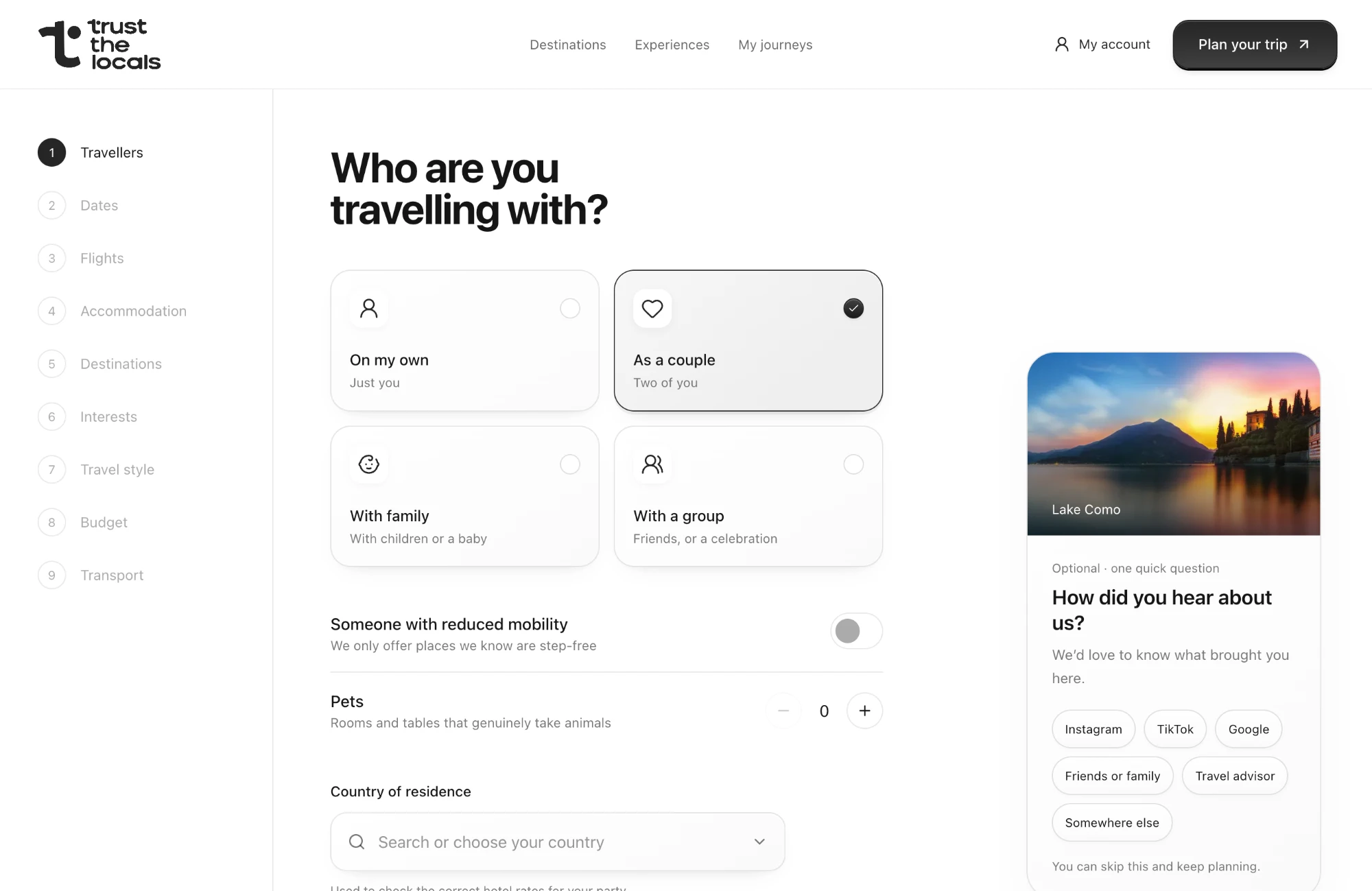 Trust the locals, Trip planning platform